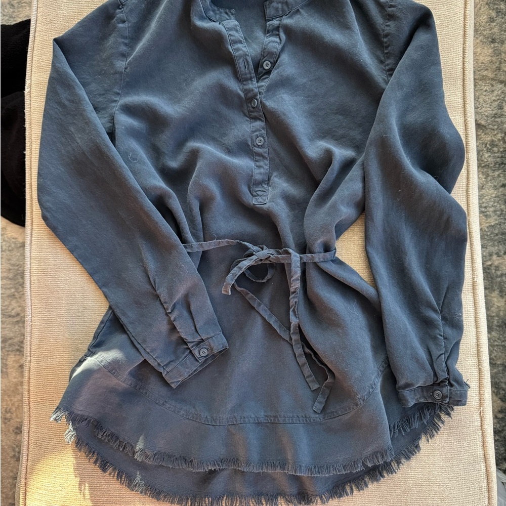 Women's Navy Button-Up Top